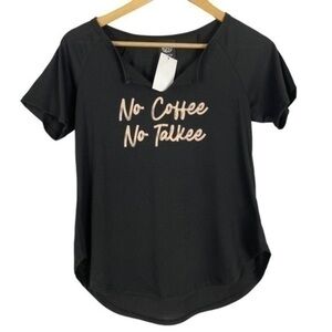 Bobeau Black V Neck Top Small